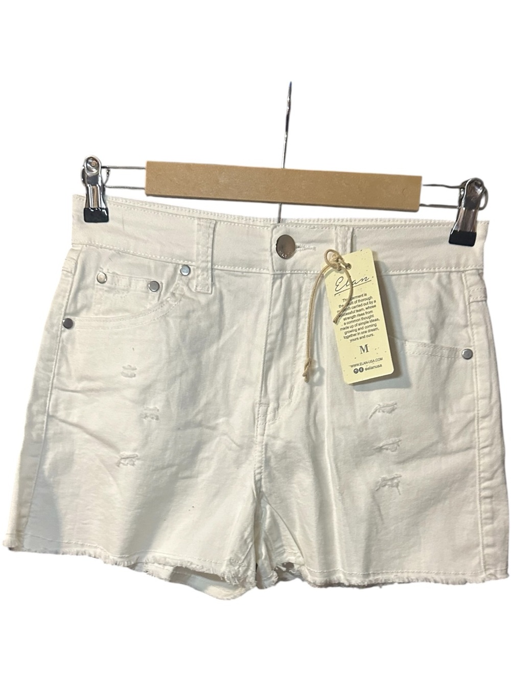 Elan Raw Hem Denim Shorts NWT White Size Medium